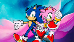 Size: 1192x670 | Tagged: safe, artist:soniclover82, amy rose, sonic the hedgehog