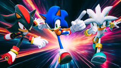 Size: 1192x670 | Tagged: safe, artist:soniclover82, shadow the hedgehog, silver the hedgehog, sonic the hedgehog, 3d, alternate version, wallpaper