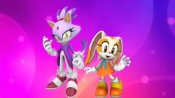 Size: 1920x1080 | Tagged: safe, artist:soniclover82, blaze the cat, cream the rabbit, 3d, duo, wallpaper