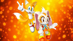 Size: 1192x670 | Tagged: safe, artist:nibroc-rock, artist:soniclover82, cream the rabbit, miles "tails" prower, 3d, alternate version, duo, wallpaper