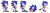 Size: 718x192 | Tagged: safe, artist:nuryrush, sonic the hedgehog, sonic the hedgehog (1991), 2015, balancing, classic sonic, classic sonic (universe), crouching, hands on hips, idle, looking at viewer, looking offscreen, mouth open, redraw, simple background, smile, solo, sprite, standing, standing on one leg, transparent background