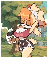 Size: 1690x2048 | Tagged: safe, artist:milkchaotea, vanilla the rabbit, midriff, sports bra, sports shorts