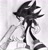 Size: 1775x1863 | Tagged: safe, artist:supermilobros, shadow the hedgehog, 2025, black and white, clenched teeth, from below, gun, holding something, looking at viewer, looking back, looking back at viewer, looking down, looking down at viewer, male, monochrome, shadow the hedgehog (video game), signature, solo, standing, traditional media, weapon