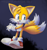 Size: 750x805 | Tagged: safe, artist:ga22, miles "tails" prower, 2013, abstract background, frown, lineless, looking offscreen, mouth open, solo, standing, treads