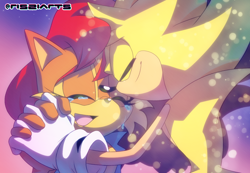 Size: 1566x1085 | Tagged: safe, artist:risziarts, sally acorn, sonic the hedgehog, super sonic, super form