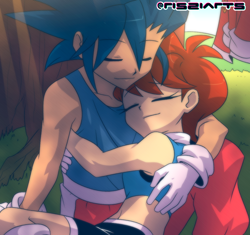 Size: 1170x1101 | Tagged: safe, artist:risziarts, sally acorn, sonic the hedgehog, human, humanized, sally x sonic, sleeping