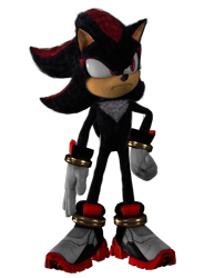 Size: 795x1080 | Tagged: safe, artist:cosmictoons, artist:hunicrio, shadow the hedgehog, sonic the hedgehog 3 (film), sonic x shadow generations, 2024, 3d, frown, hand on hip, looking offscreen, simple background, solo, standing, transparent background