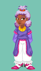 Size: 700x1200 | Tagged: safe, artist:future-gamefreak, blaze the cat, human, 2013, dark skin, frown, hands behind back, humanized, looking offscreen, simple background, solo, standing, turquoise background