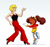 Size: 748x699 | Tagged: safe, artist:joeadok, madonna, tiara boobowski, human, dancing, duo, simple background, white background