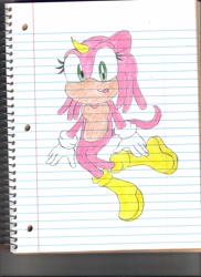 Size: 2550x3510 | Tagged: safe, artist:bluespeedsfan92, 2016, chameleon, lined paper, liza the chameleon, looking at viewer, mouth open, solo, traditional media