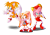 Size: 3824x2658 | Tagged: safe, artist:zoiby, amy rose, cream the rabbit, miles "tails" prower, fox, hedgehog, rabbit, 2016, dress, flying, hammer, holding something, looking at viewer, mid-air, mouth open, open smile, piko piko hammer, shadow (lighting), simple background, smile, smiling at viewer, spinning tails, standing, transparent background, trio
