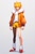 Size: 512x768 | Tagged: safe, ai art, sonic the hedgehog, human, asymmetrical clothes, asymmetrical legwear, fleetway super sonic, grey background, humanized, jacket, leg warmers, loose socks, male, official style, partially humanized, red eyes, shirt, shoes, shorts, simple background, single leg pantyhose, solo, super form, yellow hair