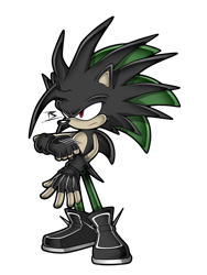 Size: 1417x1889 | Tagged: safe, artist:sarkenthehedgehog, oc, oc:ashura the hedgehog, hedgehog, 2019, fingerless gloves, frown, looking offscreen, oc only, redesign, signature, simple background, solo, standing, transparent background, uekawa style