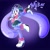Size: 2048x2048 | Tagged: safe, artist:teefscribbles, 2023, blushing, character name, cyber singer mika, fingerless gloves, gradient background, mouth open, open smile, outline, pointing, smile, smiling at viewer, solo, standing, standing on one leg, text, watermark, white outline