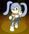 Size: 1280x1492 | Tagged: safe, artist:that-one-random-enby, rabbit, 2022, cyber singer mika, female, flag, flat colors, gradient background, holding something, looking at viewer, pride, pride flag, smile, smiling at viewer, solo, trans female, trans girl mika, trans pride, transgender, v sign, wink