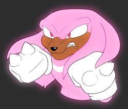 Size: 1390x1189 | Tagged: safe, artist:dragon-cookies, knuckles the echidna, super knuckles, 2020, angry, clenched fists, clenched teeth, flat colors, frown, grey background, looking offscreen, simple background, solo, super form, tan skin