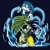 Size: 1000x1000 | Tagged: safe, artist:shady517104, kit the fennec, surge the tenrec, 2021, clenched teeth, duo, electricity, frown, glowing eyes, hand on ground, holding something, hydrokinesis, kneeling, looking at viewer, mid-air, purple background, sharp teeth, simple background, smile, smiling at viewer, tentacle, water