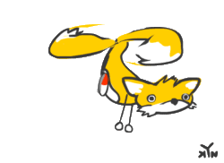 Size: 550x400 | Tagged: safe, artist:kynquinhe, miles "tails" prower, 2014, animated, derp, flat colors, flying, gif, infinite loop, mid-air, no mouth, signature, simple background, solo, spinning, spinning tails, stick figure, transparent background