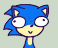 Size: 120x100 | Tagged: safe, artist:azulila, sonic the hedgehog, 2012, animated, cute, derp, flat colors, gif, grey background, icon, infinite loop, low res, simple background, smile, solo, sonabetes, wiggling