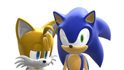 Size: 1192x670 | Tagged: safe, artist:metalclassy, artist:sab64, miles "tails" prower, sonic the hedgehog, 3d, duo, mmd, simple background, transparent background