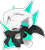 Size: 1280x1415 | Tagged: safe, artist:iikuto, whisper the wolf, 2018, abstract background, eyes closed, greyscale, monochrome, one fang, outline, semi-transparent background, signature, smile, solo, standing