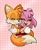 Size: 1362x1668 | Tagged: safe, artist:michhart, amy rose, miles "tails" prower, 2024, abstract background, amy x tails, amybetes, blushing, cute, duo, eyes closed, hugging, mouth open, open smile, outline, shipping, signature, smile, straight, tailabetes