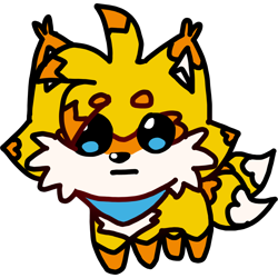 Size: 2048x2048 | Tagged: safe, artist:m3tr0n0m333, miles "tails" prower, oc, oc:aero the fox, 2024, :|, beanbrows, cute, ear fluff, eyebrow clipping through hair, flat colors, fur markings, looking at viewer, meme, scarf, simple background, solo, transparent background