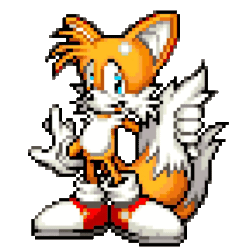 Size: 680x720 | Tagged: safe, editor:jaminux, miles "tails" prower, 2022, animated, edit, gif, holding tail, salute, simple background, smile, smiling at viewer, solo, sonic advance, sprite, standing, transparent background, upscaled