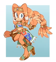 Size: 1834x2048 | Tagged: safe, artist:milkchaotea, tikal, alternate hairstyle, alternate outfit, outline, solo