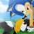 Size: 600x600 | Tagged: safe, artist:msn1412, shadow the hedgehog, sonic the hedgehog, sonic x, 2013, abstract background, daytime, duo, fake screenshot, gay, grass, looking at each other, mouth open, outdoors, shadow x sonic, shipping, show accurate, sonic x style, style emulation