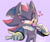Size: 1024x858 | Tagged: safe, artist:thatpinkpetit, shadow the hedgehog, hedgehog, 2018, candy, food, heart, holding something, lidded eyes, lollipop, looking at viewer, pointing, purple background, signature, simple background, solo, standing