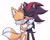 Size: 2048x1638 | Tagged: safe, artist:nube_v1, miles "tails" prower, shadow the hedgehog, 2025, age difference, duo, eyes closed, gay, heart, holding each other, kiss on cheek, shadow x tails, shipping, signature, simple background, smile, standing, white background