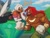 Size: 2464x1848 | Tagged: safe, artist:gummiemutt, knuckles the echidna, rouge the bat, angry, dark skin, duo, earring, female, flirting, heart, knuxouge, male, master emerald, muscular, outdoors, screaming, shipping, species swap, straight