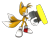 Size: 2547x1959 | Tagged: safe, artist:transparentjiggly64, miles "tails" prower, 2023, 3d, holding something, looking offscreen, male, mouth open, simple background, solo, spring, standing, transparent background