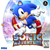 Size: 2222x2203 | Tagged: safe, artist:showingrowin, sonic the hedgehog, sonic adventure, 2021, 3d, abstract background, adventure pose, box art, classic sonic, e rating, esrb, mid-air, pointing, posing, redraw, sega logo, smile, smiling at viewer, solo