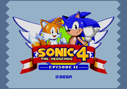 Size: 320x224 | Tagged: safe, artist:sabry949, miles "tails" prower, sonic the hedgehog, 2023, abstract background, classic sonic, classic tails, duo, pixel art, redraw, sonic 4: episode 2, style emulation, title screen