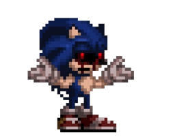 Size: 1328x1084 | Tagged: safe, artist:tomenms, sonic the hedgehog, oc, oc:exesphynx, oc:sonic.exe, hedgehog, 2025, :|, black sclera, bleeding, bleeding from eyes, blood, looking at viewer, pixel art, shrunken pupils, simple background, solo, sprite, standing, transparent background