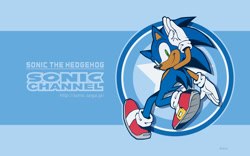 Size: 1920x1200 | Tagged: safe, editor:blackeditsgalore, sonic the hedgehog, 2023, black edit, character name, edit, solo, sonic channel, tan skin, wallpaper