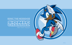 Size: 1920x1200 | Tagged: safe, editor:blackeditsgalore, sonic the hedgehog, 2023, alternate version, black edit, character name, dark skin, edit, solo, sonic channel, wallpaper