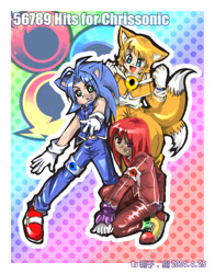 Size: 510x652 | Tagged: safe, artist:tikal, knuckles the echidna, miles "tails" prower, sonic the hedgehog, human, sonic heroes, 2004, abstract background, border, fly type icon, humanized, outline, partially humanized, power type icon, smile, speed type icon, tan skin, trio