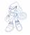 Size: 1089x1260 | Tagged: safe, artist:jenzel, lizard, 2023, chameleon, female, line art, liza the chameleon, looking at each other, mid-air, monochrome, one eye closed, simple background, sketch, solo, tongue out, white background