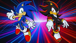 Size: 1192x670 | Tagged: safe, artist:soniclover82, shadow the hedgehog, sonic the hedgehog, alternate version, duo, wallpaper