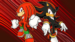 Size: 1192x670 | Tagged: safe, artist:soniclover82, knuckles the echidna, shadow the hedgehog, alternate version, duo, wallpaper