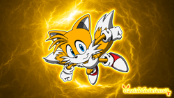 Size: 5032x2848 | Tagged: safe, artist:gazimondefense, miles "tails" prower, 2019, looking at viewer, outline, signature, smile, smiling at viewer, solo, wallpaper
