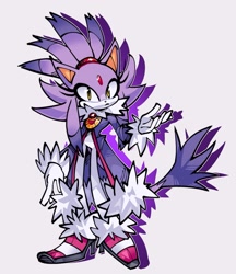 Size: 1773x2048 | Tagged: safe, artist:shmokeymoe, blaze the cat, 2025, grey background, looking at viewer, outline, redesign, simple background, solo, standing