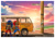 Size: 1170x827 | Tagged: safe, artist:underworldcircle, sally acorn, sonic the hedgehog, chipmunk, hedgehog, abstract background, car, clothes, duo, female, flower, flower chain, male, outdoors, sunglasses, van, vehicle, volkswagen