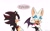 Size: 1615x1017 | Tagged: safe, artist:kiioki11, rouge the bat, shadow the hedgehog, bat, hedgehog, comic, dialogue, duo, english text, female, male, simple background, white background