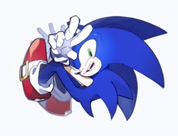 Size: 2048x1567 | Tagged: safe, artist:omiso_05_, sonic the hedgehog, 2025, looking at viewer, mouth open, open smile, posing, smile, smiling at viewer, solo, v sign