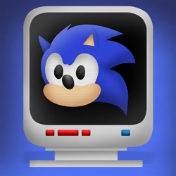 Size: 1991x1991 | Tagged: safe, artist:marcosvargas, sonic the hedgehog, 2023, extra life monitor, gradient background, lineless, monitor, no characters