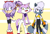 Size: 1700x1169 | Tagged: safe, artist:tmntsam, blaze the cat, perci the bandicoot, tangle the lemur, 2023, abstract background, belly button, clothes, crop top, flat colors, looking at viewer, looking offscreen, midriff, mouth open, open smile, pants, pout, shorts, signature, smile, smiling at viewer, standing, stretching, trio, workout outfit
